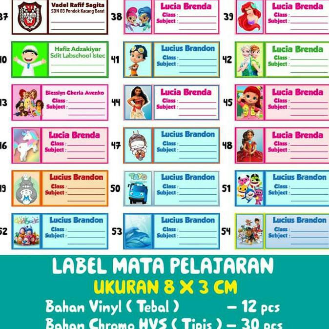 

Ready COD STIKER LABEL NAMA TAHAN AIR/STICKER LABEL WATERPROOF MATA PELAJARAN TERLARIS