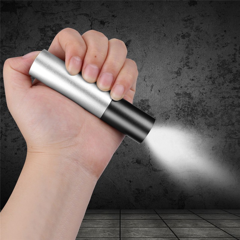 Senter Mini LED Flashlight USB Rechargerable Aluminium Body XPE - TaffLED - Silver Black