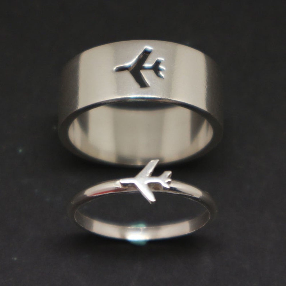 Needway  Gifts Couple Rings Punk Metal Open Rings Set Matching Lover Love Men Aircraft Vintage Fashion Jewelry/Multicolor