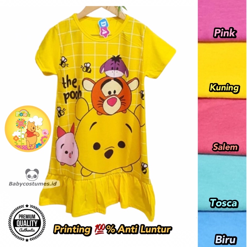 MEGA BIG SALE 11.11 COCOKIDS Dress Daster Atasan Baju Anak DA Dedina POOH Usia 2-10 Tahun - Dress Ka