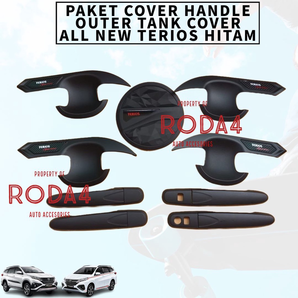 Paket Handle Outer Mangkok Tank Cover Mobil Rush All New Terios 2022 2021 2020 2019 2018 Tutup Bensin Auter Carbon Hitam