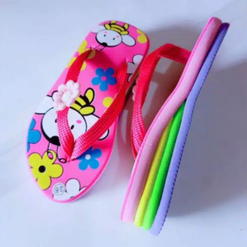 Sandal Wedges Anak Perempuan Motif Lebah Hak  Tinggi Pelangi