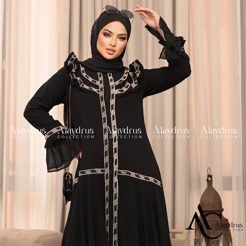 Abaya Turkey Gamis Hitam Arab Saudi Bahan Jetblack Kombinasi Renda Abaya Turkey Umroh Dubai 892