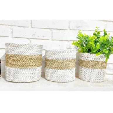 MINI COVER POT TRIPLE WHITE NATURAL ISI 3 PCS