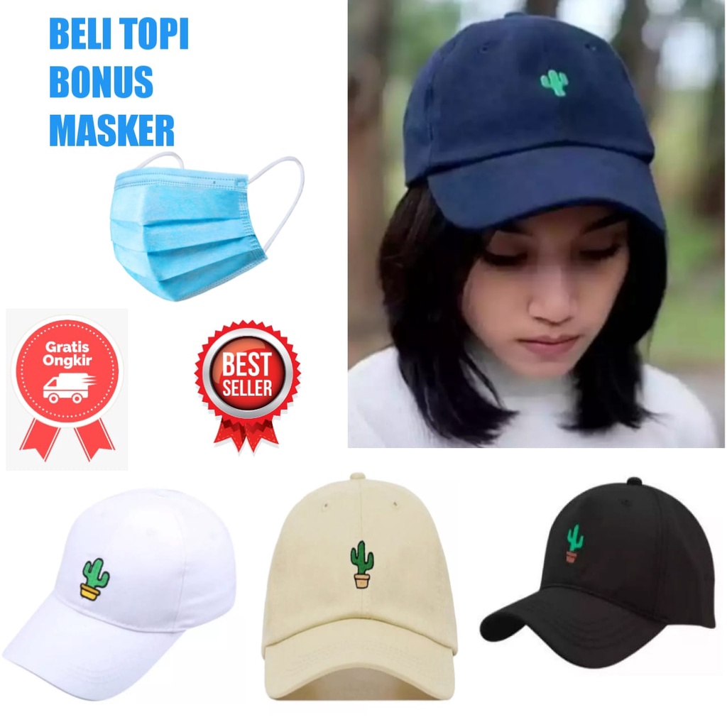 Big Sale Promo Bonus Masker  - Topi Kaktus Pria Wanita Dewasa Distro Ori Baseball Model Terbaru Kere