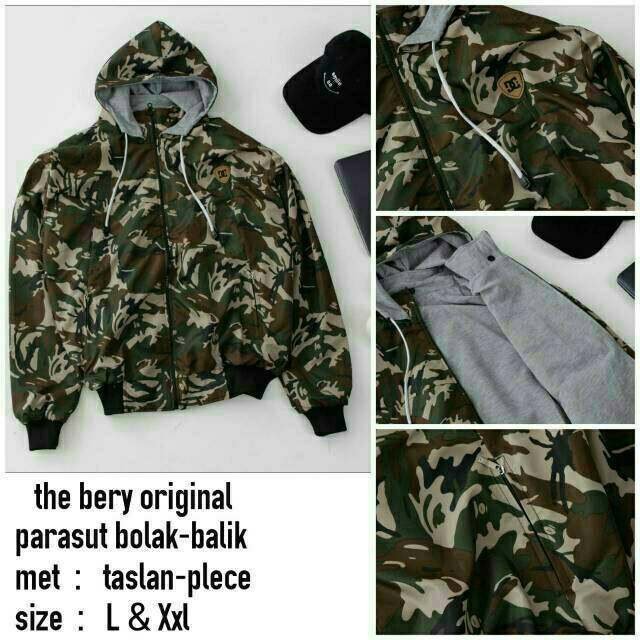 jaket BB 3in1 DC loreng army | jaket hoodie | jaket bolak balik