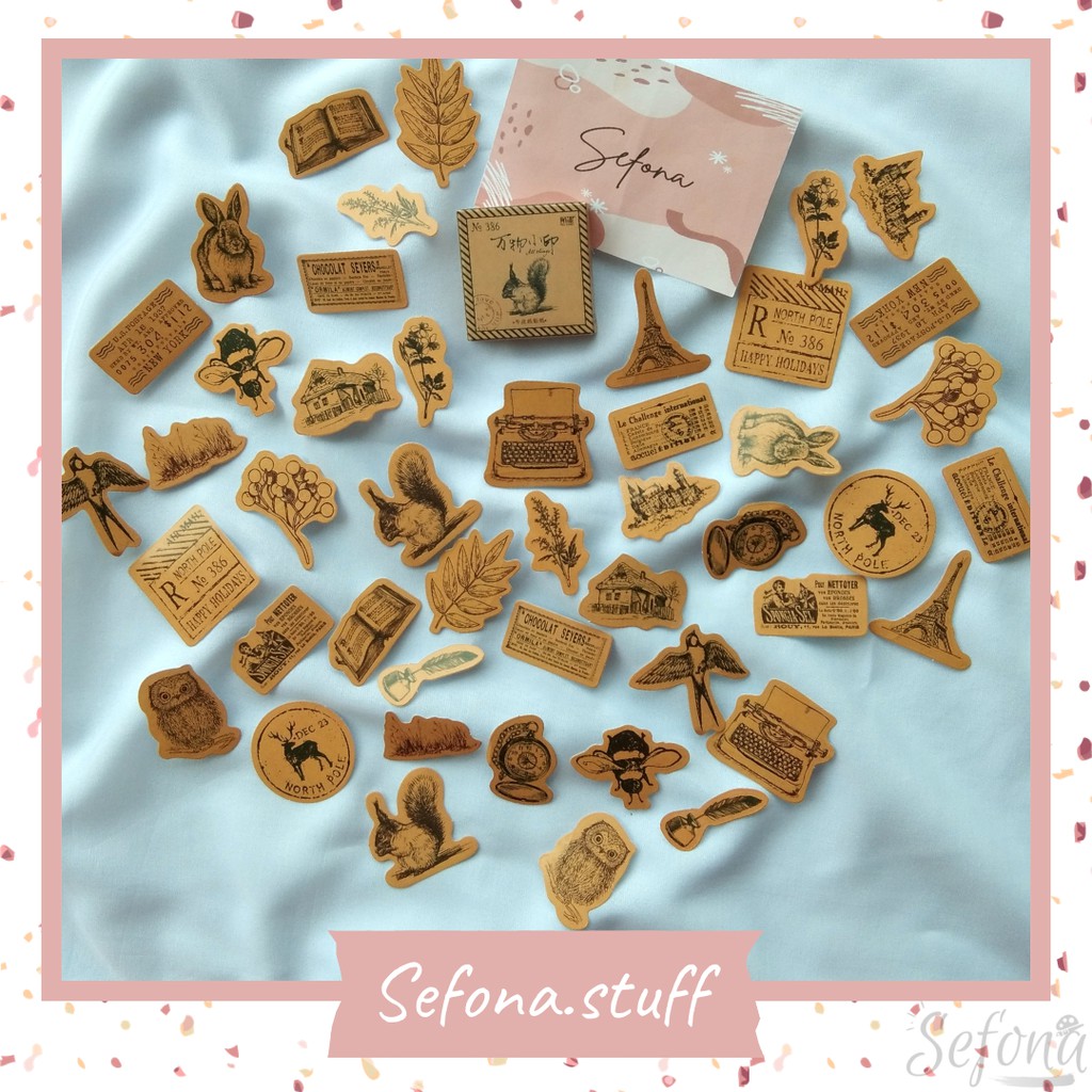 

Sticker Deco Box Kawaii Rabbit Vintage Retro Stiker Journal DIY Bujo Scrapbook Aesthetic Unik Murah