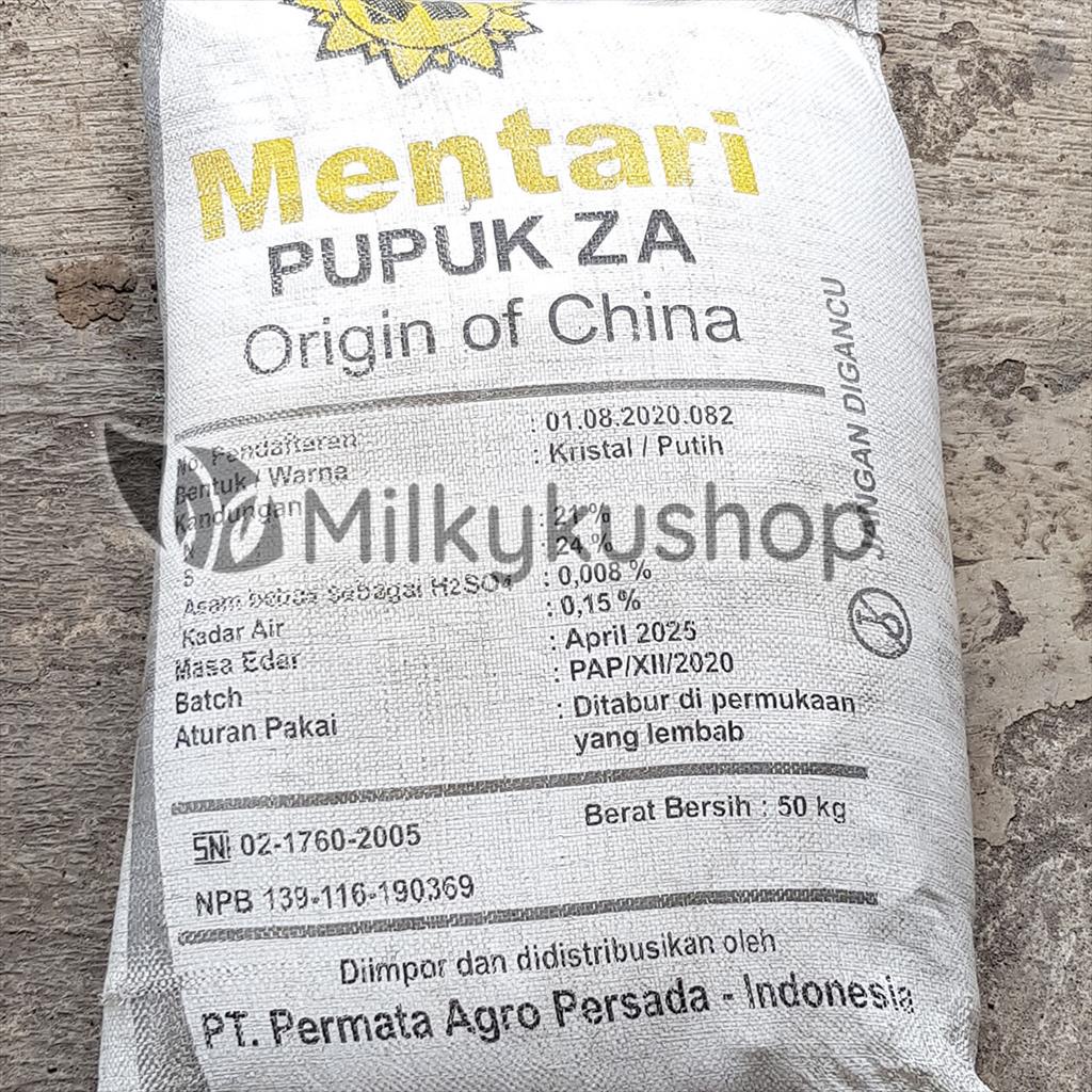 PUPUK MENTARI ZA 50 KG KEMASAN PABRIK VIA CARGO