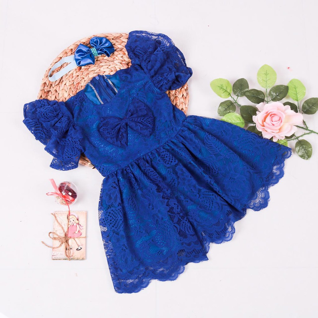 DRESS HUREM WARNA BIRU ELEKTRIK/ DRESS BROKAT/ BRESS ANAK/ BAJU PEREMPUAN/ BAJU NEWBORN/ KOSTUM PHOT
