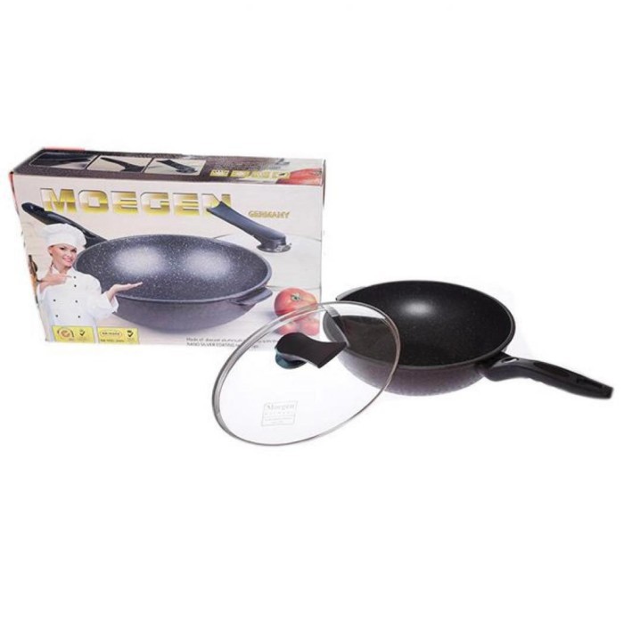 Panci Wajan Wok Pan Moegen 30cm - Marble Non Stick Coating [ORIGINAL]