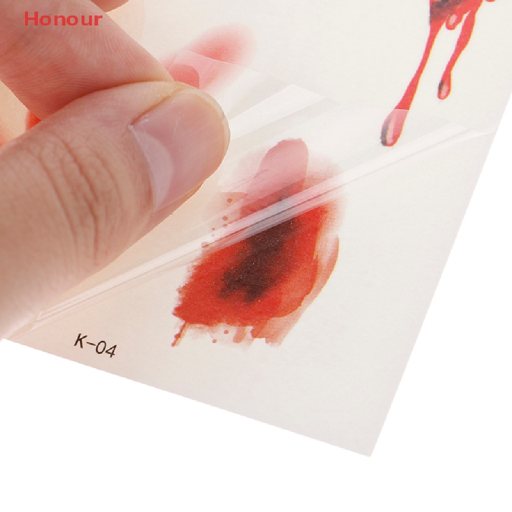 Image of (Honor) 10 Lembar / Set Stiker Tattoo Sementara Motif Luka Darah / Laba-Laba / Vampire Untuk Cosplay Halloween #5