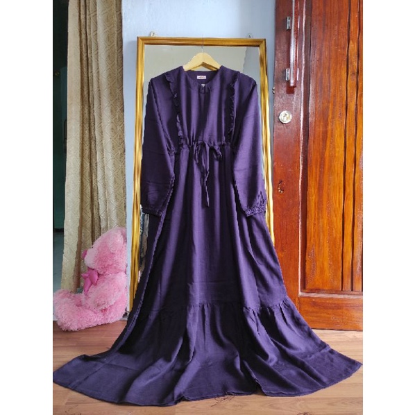 GAMIS SERUT POLOS BAHAN RAYON MORENA ADEM EMPUK LEMBUT - DEVINA DRESS-6