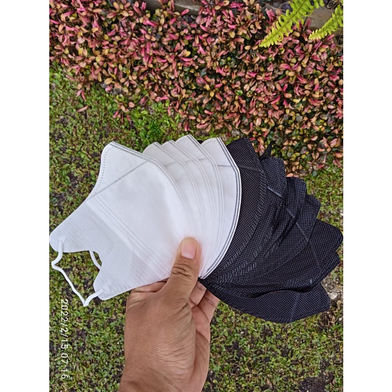 Masker Duckbill 50pcs Tali Gepeng Warna Hitam & Putih Campur, Masker Duckbill Warna Mix, Duckbill Mu