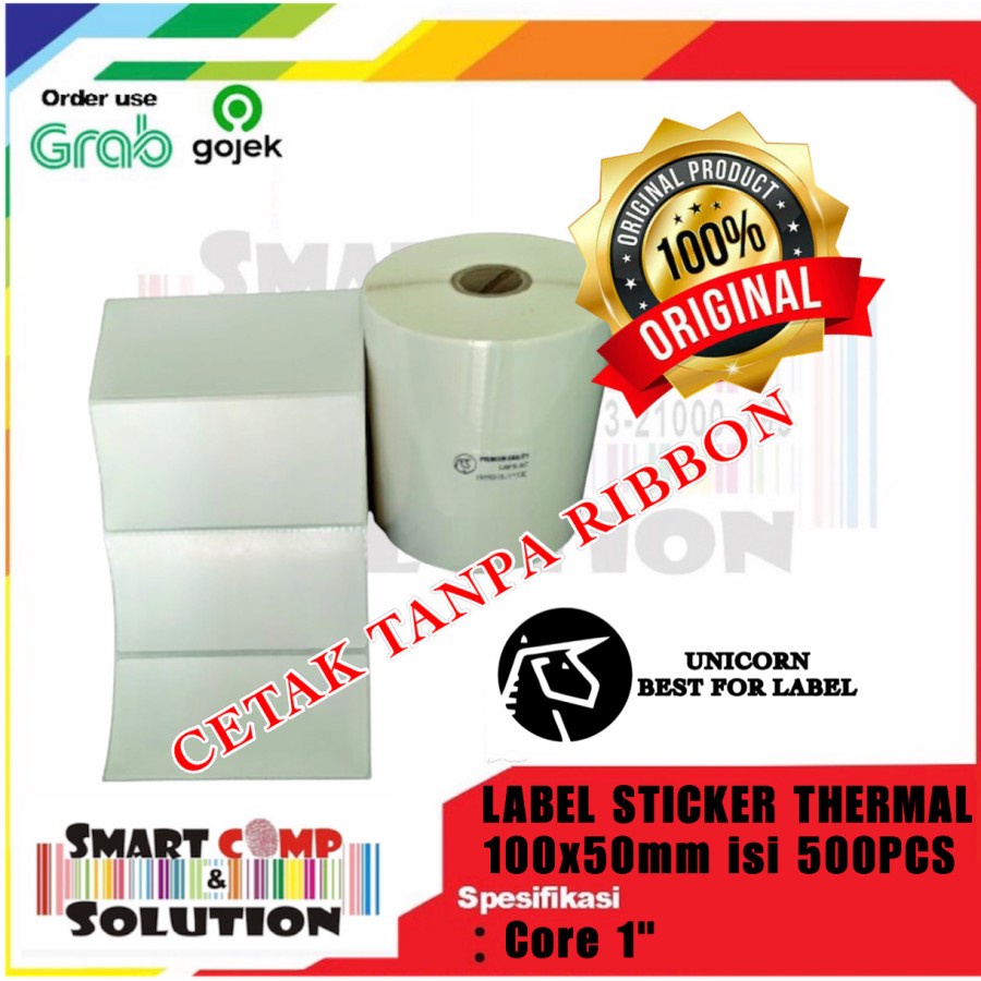 Label Stiker Barcode Thermal 100x50mm 1Line Core 1Inch Isi 500pcs