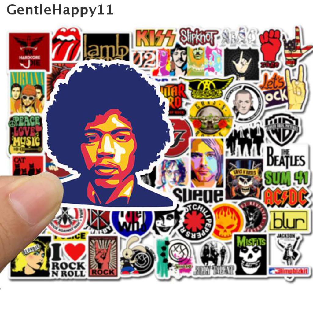 52pcs Stiker Rock and Roll Gaya Hip Hop Punk Untuk Ponsel Laptop Gitar Mobil