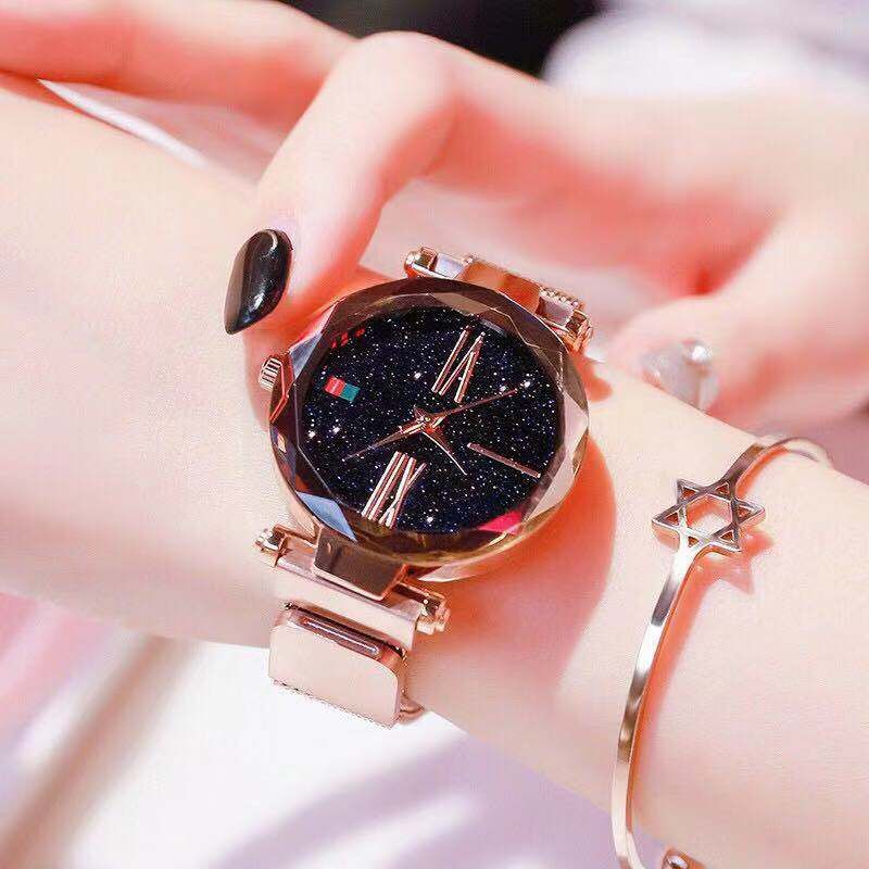 jam tangan wanita tali rantai magnet,rose gold