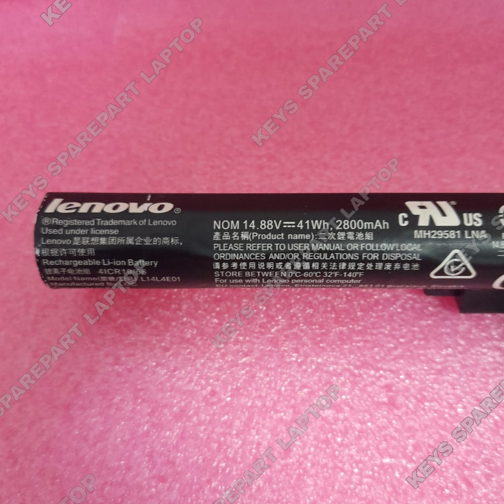 Battery Baterai batre laptop Lenovo Erazer z51-70 Lenovo V4000 Y50C Ideapad 500-14isk 500-14acz L14L4A01 L14S4A01 L14L4E01 4ICR19/66 V4000-ISE