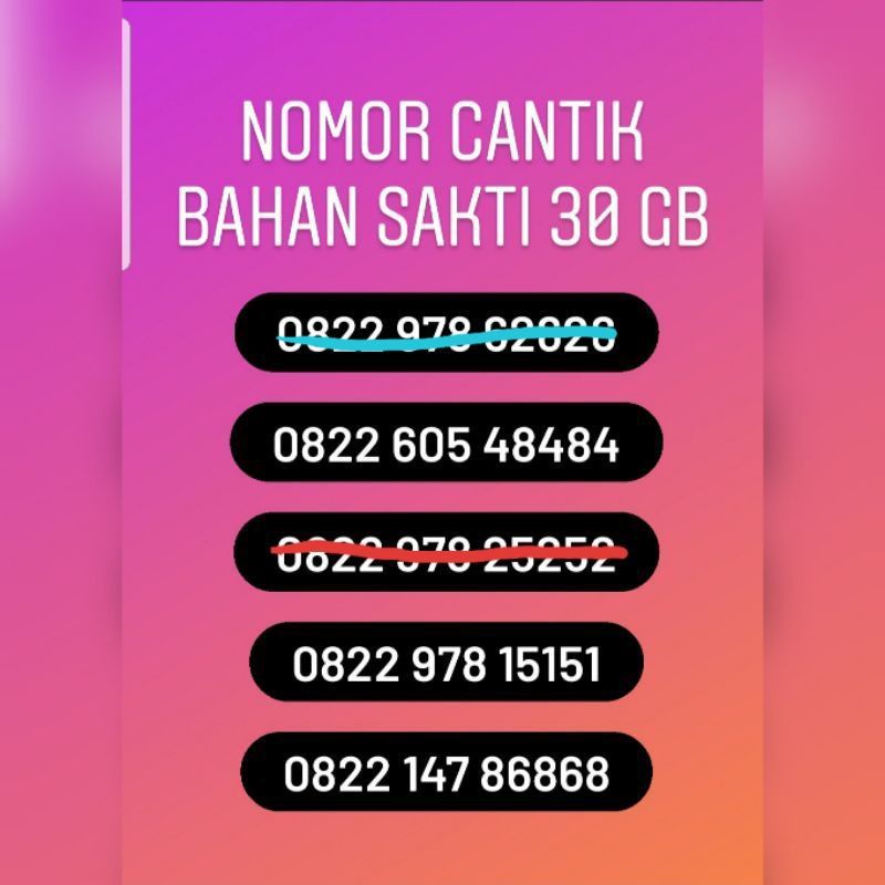 NOMOR CANTIK LOOP + BAHAN SAKTI 30GB