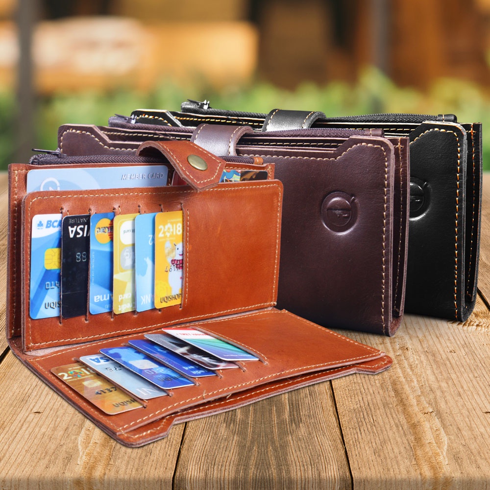 Dompet Kulit Pria Dompet Panjang Kartu Pria Lipat Kulit Sapi Asli Original F015 Dompet Pria Panjang Modern Compact GENUINE LEATHER Card Wallet KUALITAS TERJAMIN MEMUASKAN