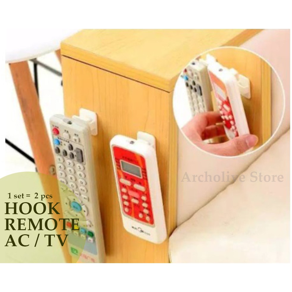 Hook  Remote TV / AC Gantungan 1 Set = 2 pcs Gantungan Dinding Tembok Portable Tempel