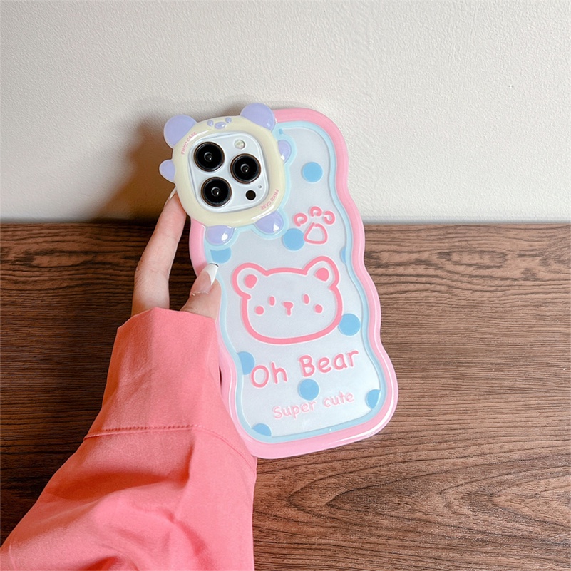 Soft Case Pelindung Bumper Shockproof Motif Kartun Beruang Untuk iPhone 14 13 12 11 Pro Max X Xr Xs Max 7 8 6 6s Plus SE