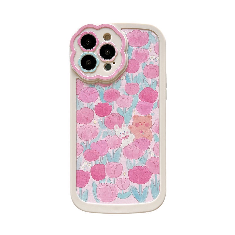 Soft case Silikon Motif Bunga Untuk iPhone 12 13 11 Pro Max X Xs Max Xr 7 8 Plus js4a