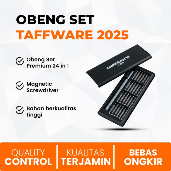 Jual TAFFWARE 2025 Obeng Set 24 in 1 Repair Tool Kit Magnetic ...
