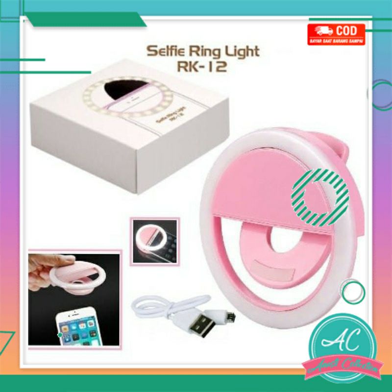 Lampu LED Ringlight selfie recharge portable flash koneksi langsung smartphone