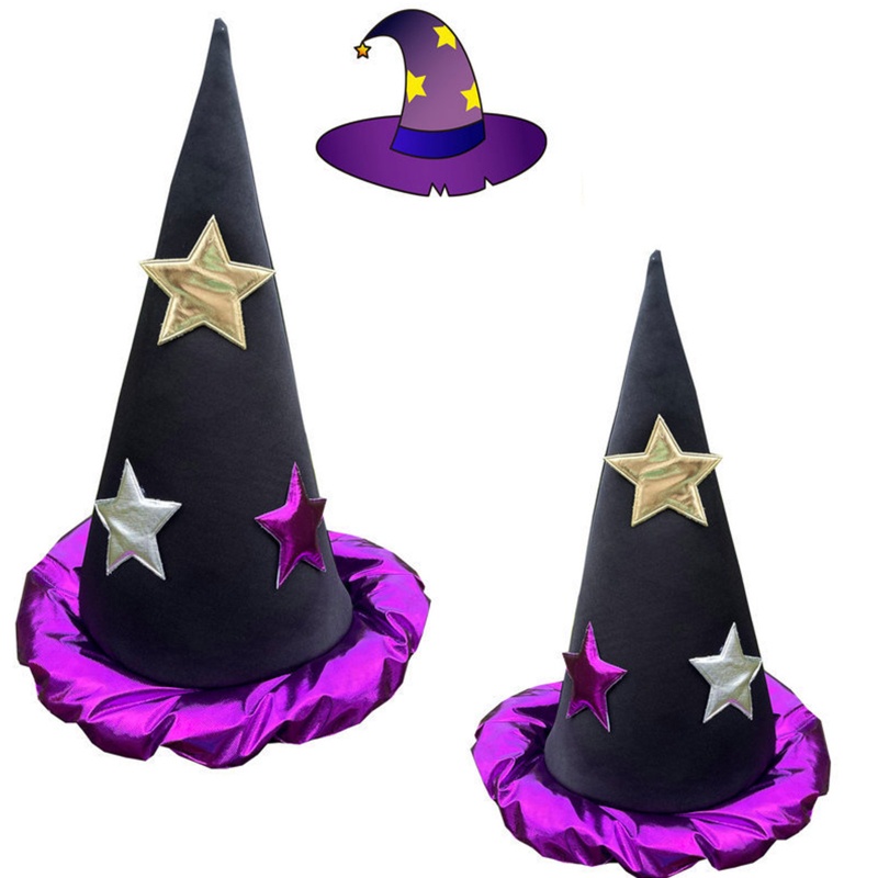 Topi Penyihir Wanita Bahan Kain Lembut Untuk Pesta Halloween