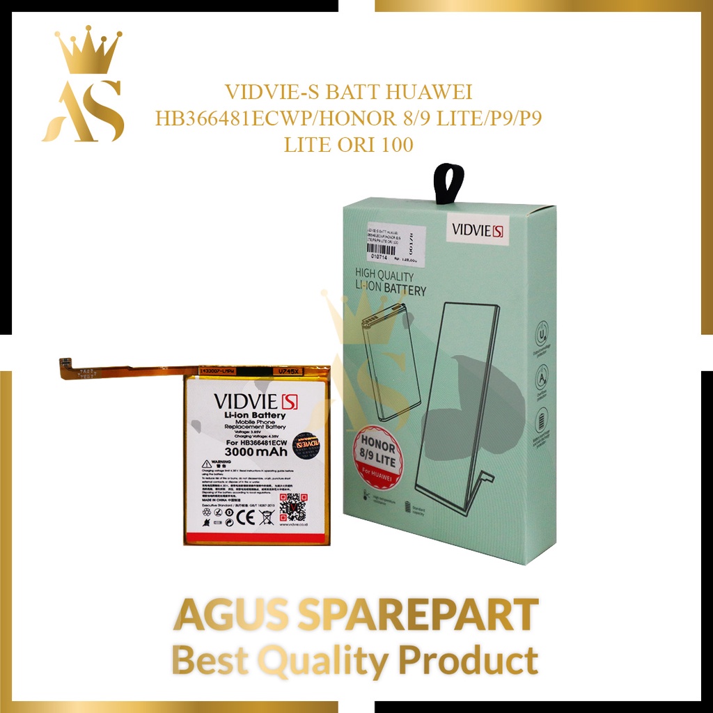 VIDVIE-S BATERAI HUAWEI HB366481ECWP / HONOR 8 / 9 LITE / P9 / P9 LITE ORI 100 / BATTERY / BATRE