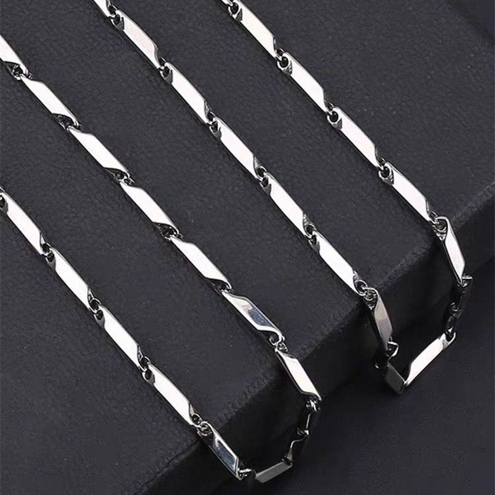 Nickolas1 Fashion Pria Kalung Fashion Geometris Klavikula Kalung Herringbone Rantai Stainless Steel Hadiah Gaya Hip Hop Kalung