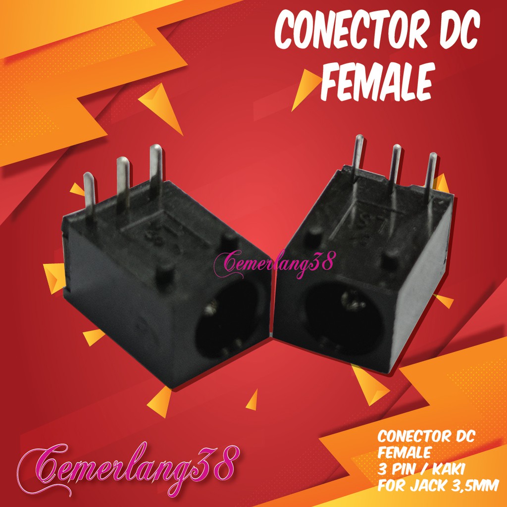 SOKET DC FEMALE POWER SOCKET 3.5X1.3MM PCB PLUG IN JACK