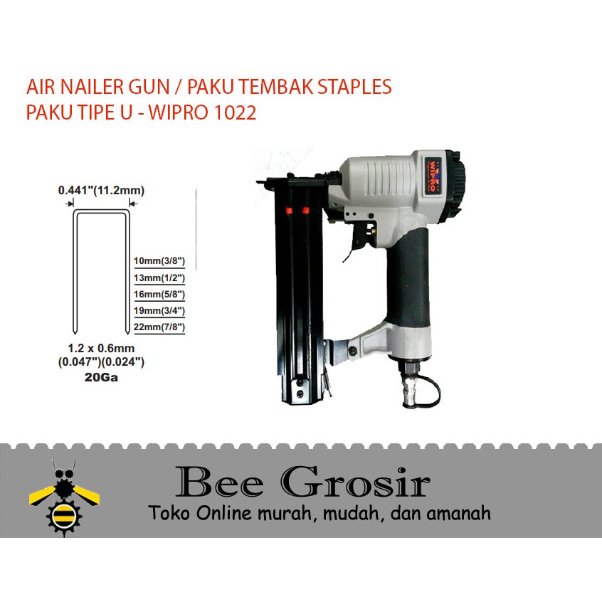 Air Nailer Gun Mesin Paku Tembak Staples Angin Wipro 1022 With Safety
