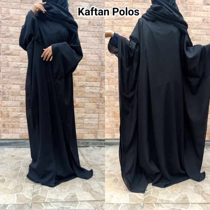 TERBARU        Abaya Gamis Hitam Kaftan Polos