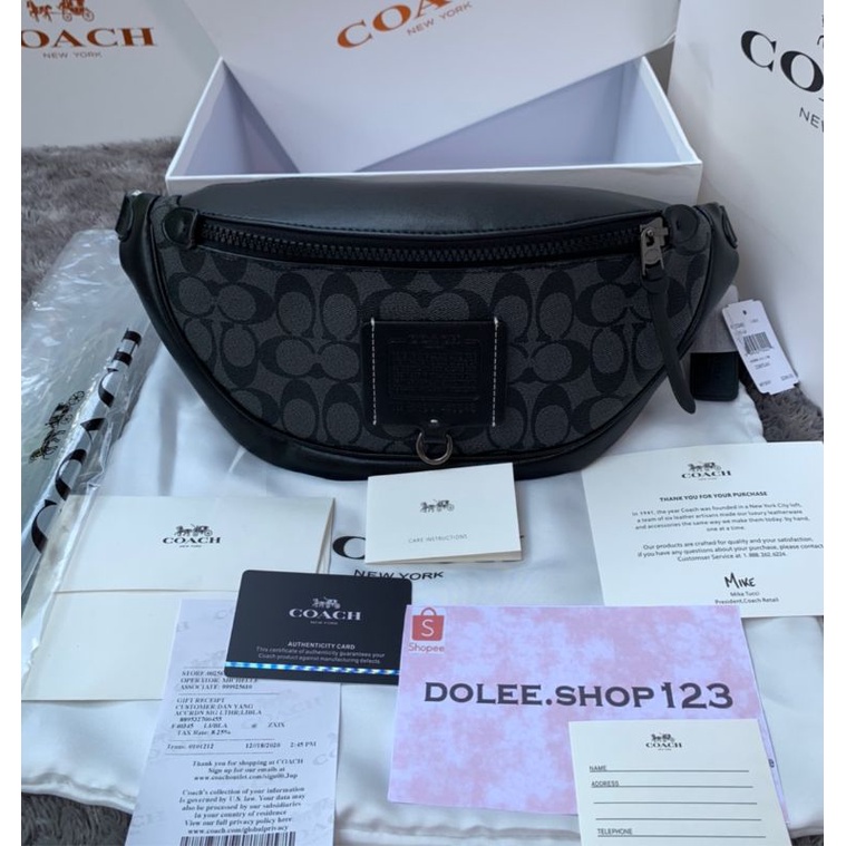 COACH WAISTBAG BLACKBOX BLACK IN SIGANTURE CANVAS