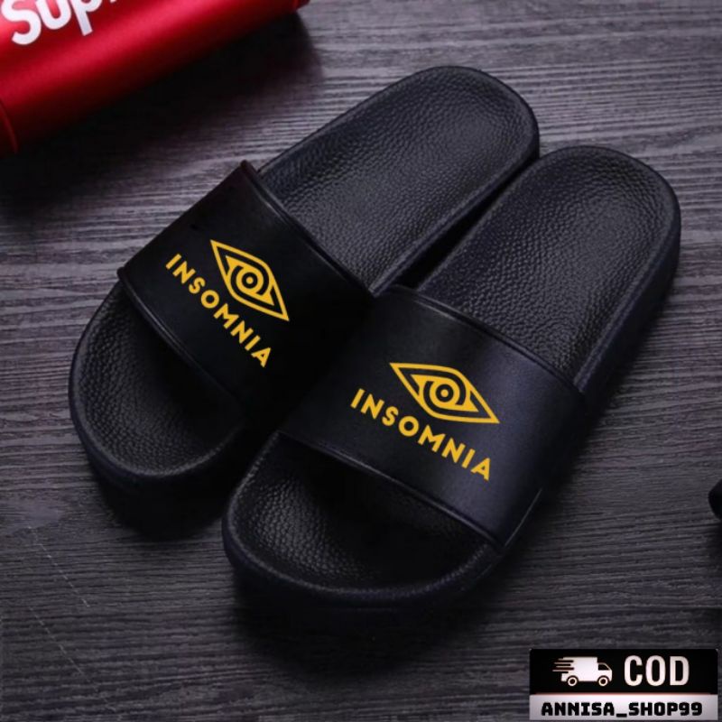 AnnisaShop99 . INSOMNIA HITAM SHB. Promo sandal Slop slip on distro casual pria wanita dewasa