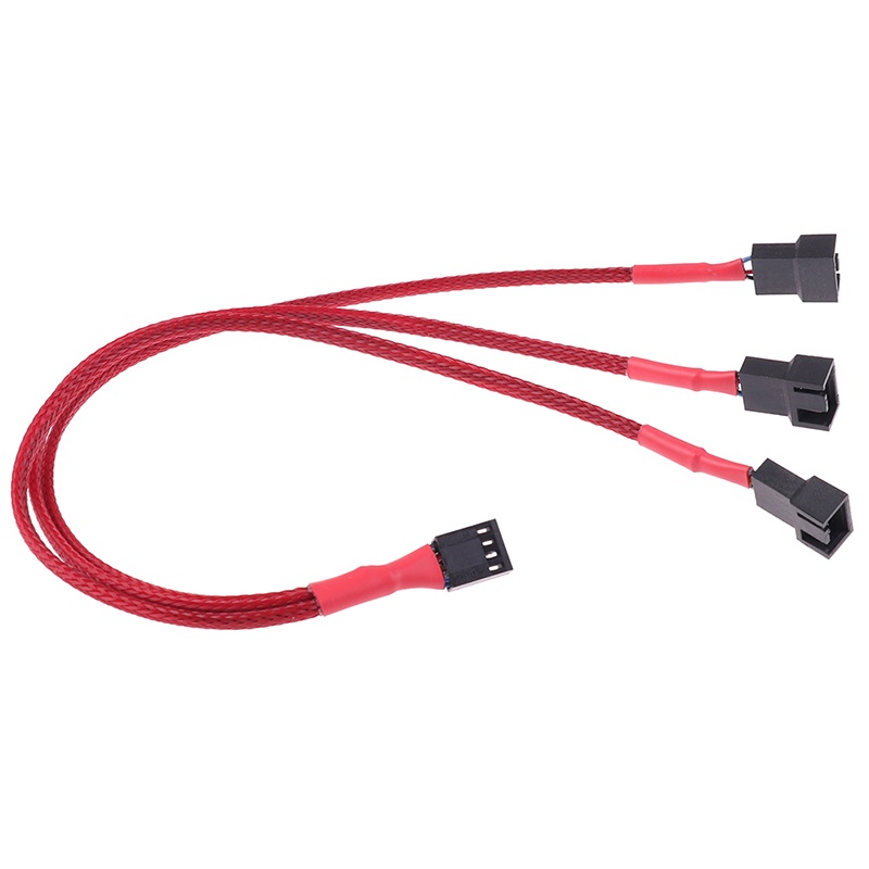 (LUCKID) 1pc Hub Kipas Pendingin Komputer 1 Ke 3 Arah 4Pin PWM Warna Merah