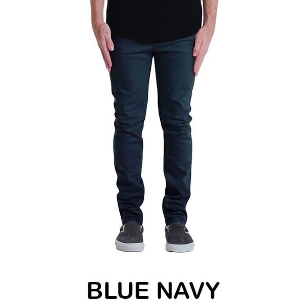 Celana Panjang Chino Pria Slim Fit Blue Navy - Biru Dongker Premium