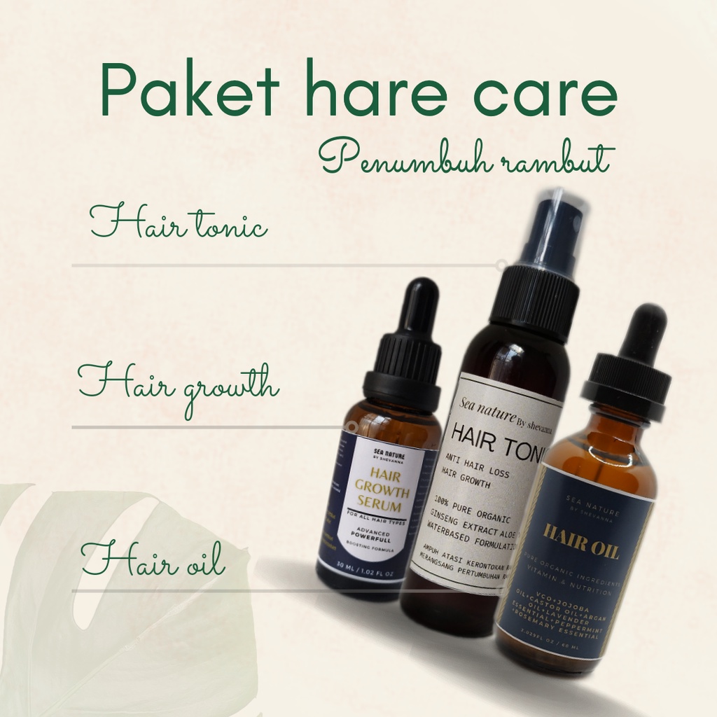 Hair Tonic | Hair Growth Serum | Hair Oil | Paket Komplit Penumbuh Rambut | Treatment Rambut Sea Nature