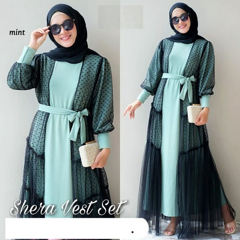 shera vest set outer tile dot // shera set cardygan tile dotty