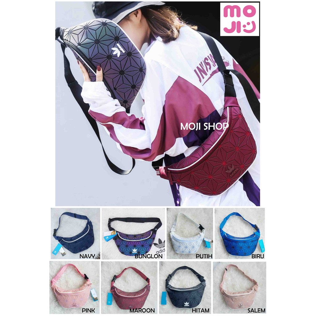 MOJI Waist bag Unisex /Tas Selempang / Tas Pinggang Pria Dan Wanita 3D Issey Miyake Import