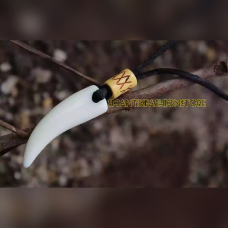 PROMO kalung tali bandul Taring melamin fashion pria terlaris liontin taring kalung tali bandul pria
