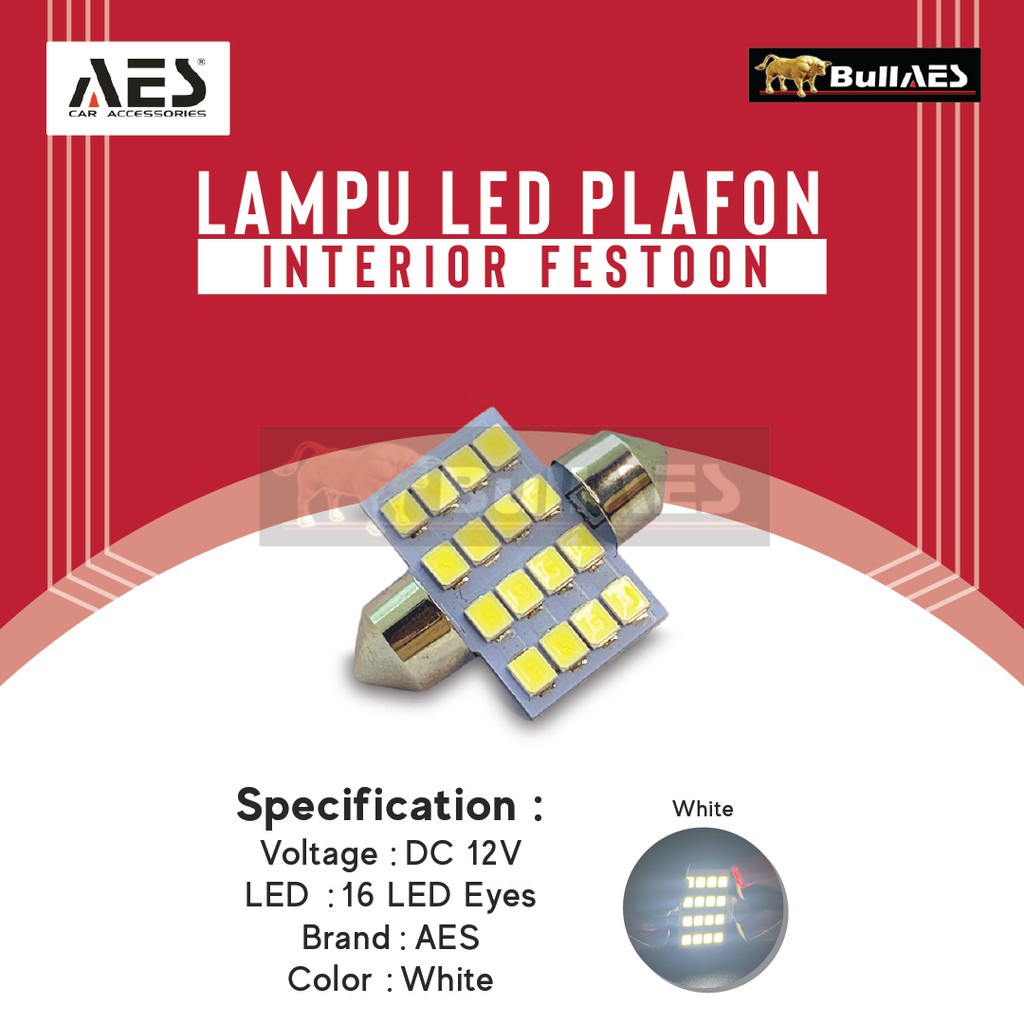 Lampu led plafon festoon 2835 16 led superbright INTERIOR CAR UNIVERSAL