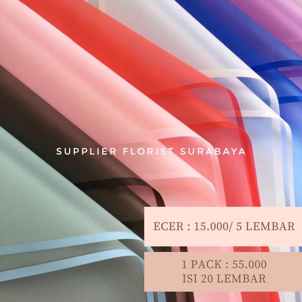 [5 LEMBAR] TRAWANG FULL COLOR CELLOPHANE SIZE 58CM X58CM KERTAS BUNGA WRAP BUNGA KOREA PAPER FRAME TRAWANG