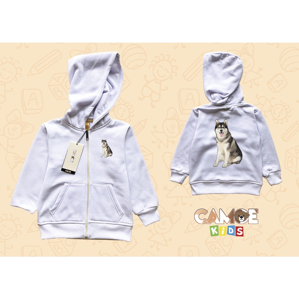 Jaket Hoodie Zip Anak KIDS Anjing Dog Breed Siberian Husky