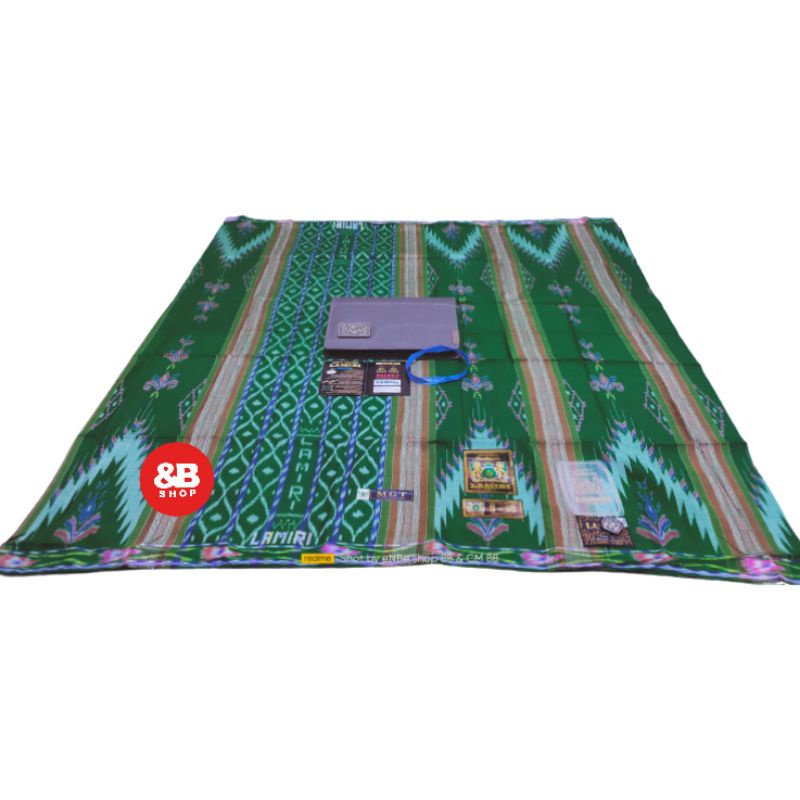 sarung lamiri S90 original full sutra Songket Gunung Timbul MGT Hijau botol karpet