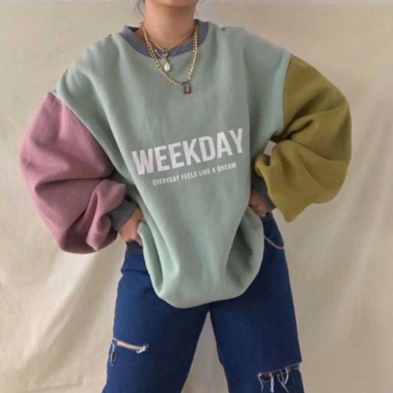 Sweater Oversize Kekinian Weekday | Crewneck Oversize Import | Jaket Wanita Oversize | Baju Oversize