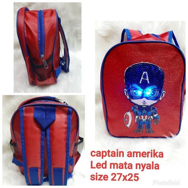 TAS ANAK KARAKTER CAPTAIN AMERIKA TAS ANAK LED MATA NYALA TAS ANAK SEKOLAH TK DAN PAUD