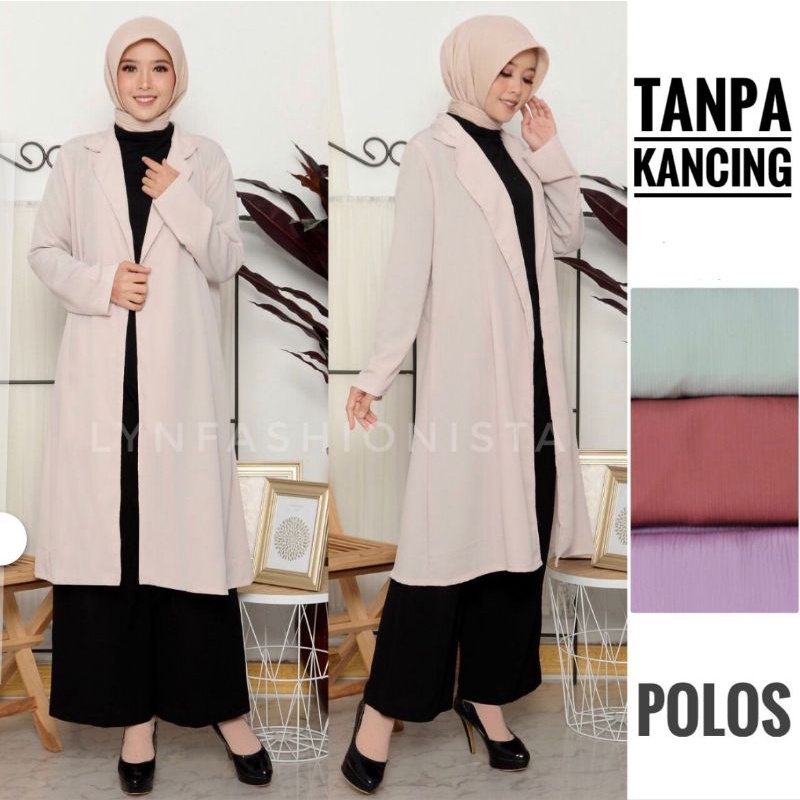 (MAX BB 80KG) LONG CARDIGAN PANJANG MUSLIM/COAT BLAZER WANITA CASUAL/MINDY