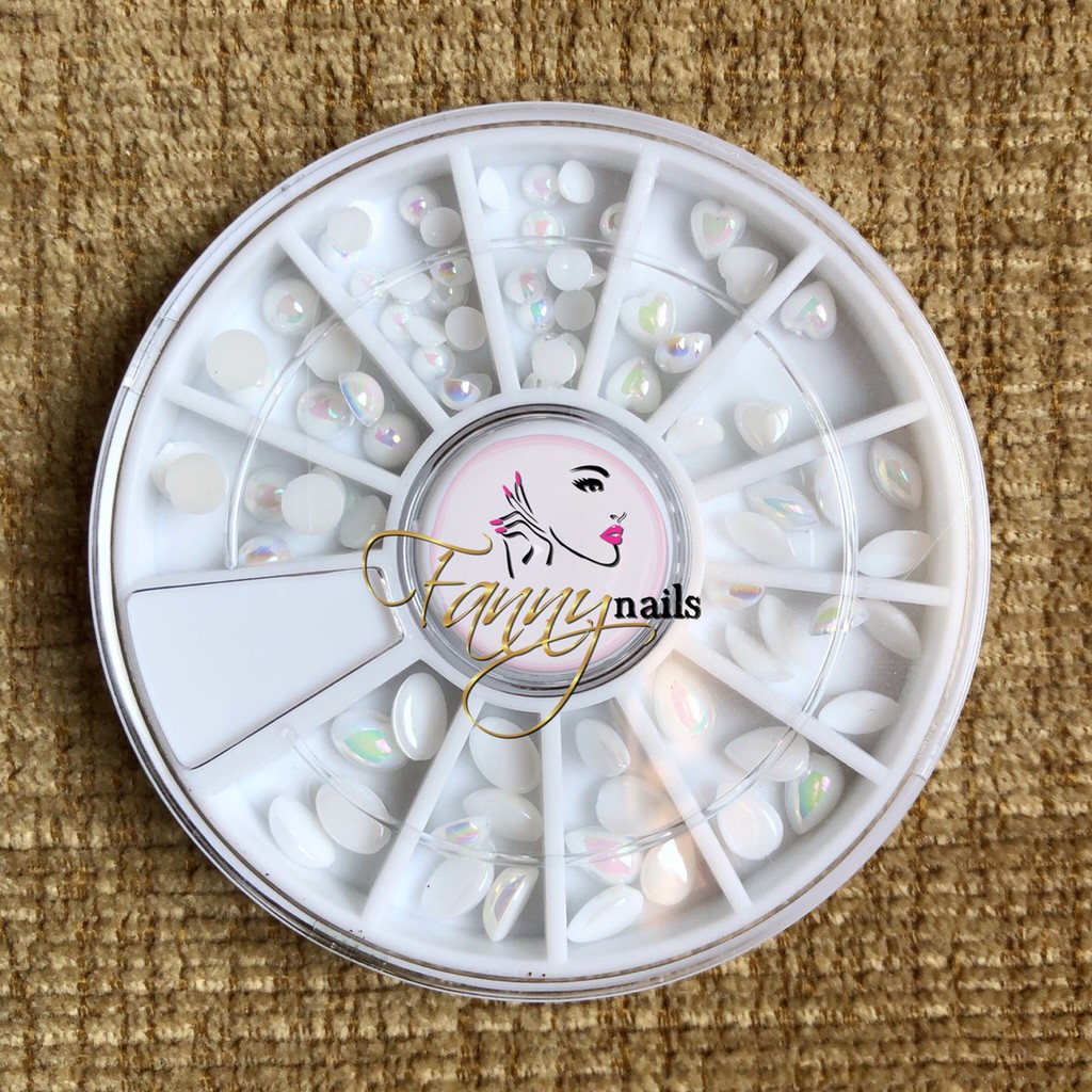 Pearl mix shape wheel nailart hiasan nail kutek gel love oval Produk Good Quality